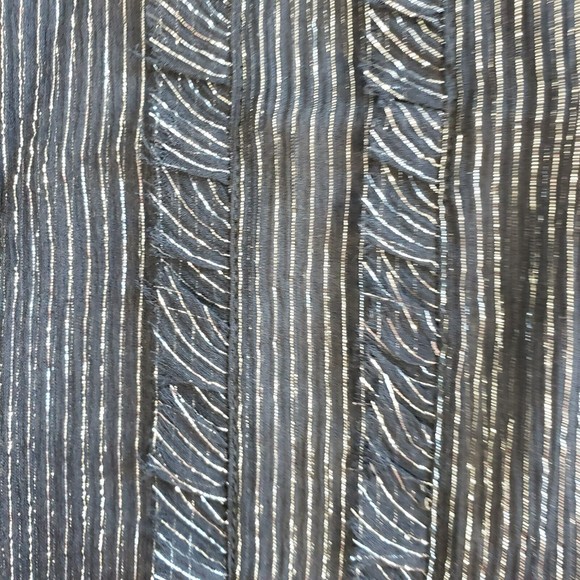 Vintage The Limited Silk Blouse Size M Mock Neck Black Metallic Sheer - Picture 10 of 11